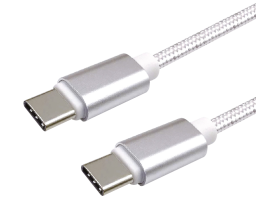 Datový kabel Type-C - Type-C/1m/nylon braided/3A, bílá