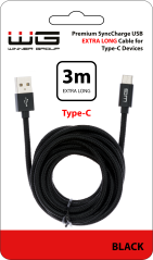 Datový kabel Type-C - USB-A 3m nylon braided, černá