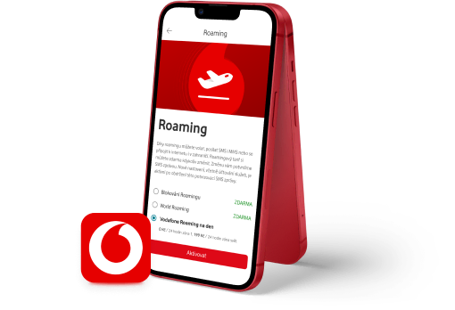 Ukázka mobilní aplikace Vodafone s nastavením roamingu