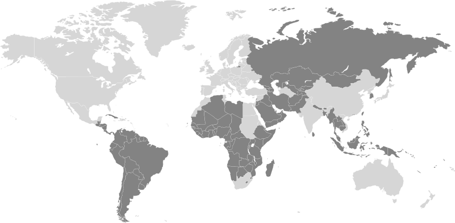 Mapa zemí zóny 3