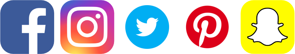 Loga sociálních sítí Facebook, Instagram, Twiter, Pinterest, Snapchat