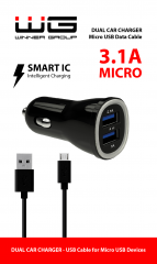 Autonabíječka 2X USB Qualcomm QC 3.0 (5,4A) + datový kabel Micro USB, černá