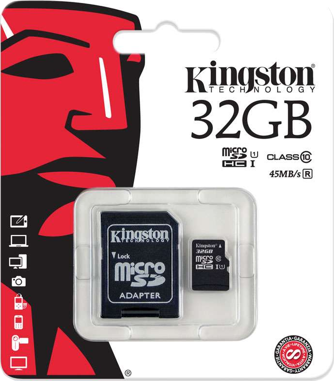 Paměťová karta Kingston Micro SDHC karta 32GB Class10 80R + S černá