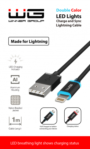 Datový LED light kabel Lightning 1m