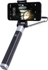 Teleskopická tyč pro selfie foto s kabelem 3,5 jack, černá