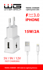 Síťová nabíječka Fast Charging (2,0A) + datový kabel lightning, bílá