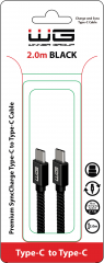 Datový kabel Type-C - Type-C 2m nylon, černá 