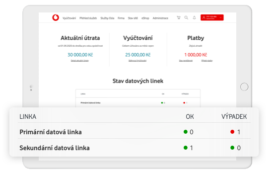 Screenshot OneNet samoobsluhy
