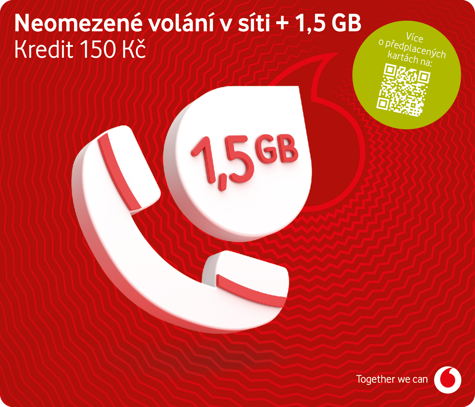 Neomezené volání v síti + 1,2 GB, kredit 150 Kč