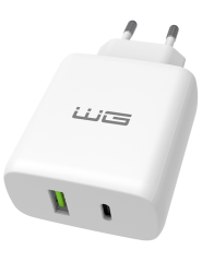 Síťová nabíječka 1x USB-C 25W/1x USB-A 18W/QC4, bílá