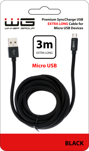Datový kabel Micro USB - USB-A 3m nylon braided