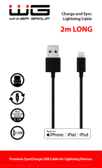 Datový kabel USB lightning MFI 2m, černá