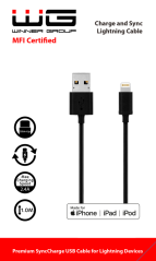 Datový kabel winnerwalnut cable usb lightning MFI, černá