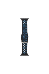 Řemínek Apple Watch 44/45/49 mm - silikonový, černá&modrá