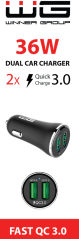 Autonabíječka 2x USB/Quick Charge (QC 6.0A), černá