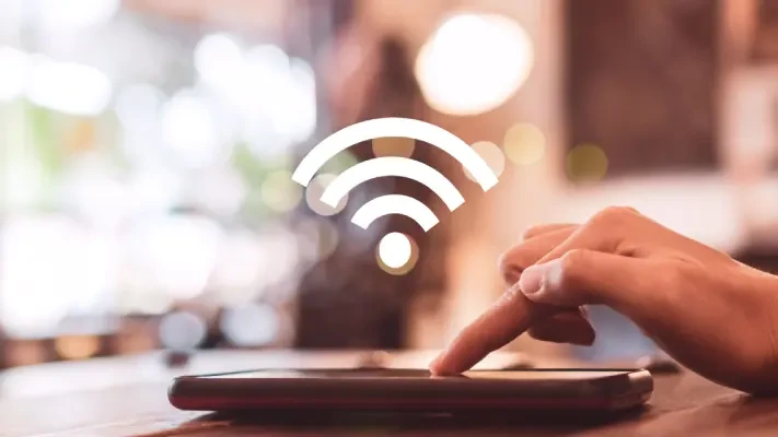 Dotykový telefon připojený k wi-fi