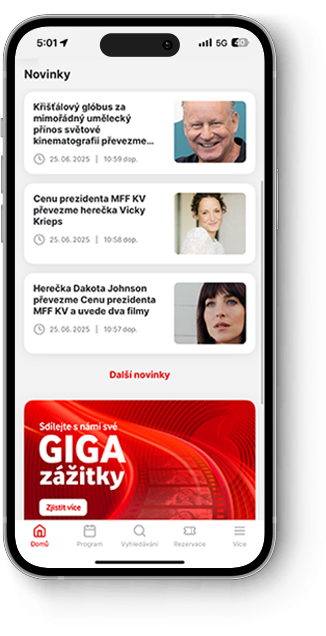 Screenshot z aplikace Vodafone KVIFF guide