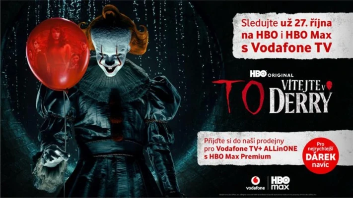 Vodafone TV rozšiřuje exkluzivní nabídku služeb. Od října kromě prima+ PREMIUM, která je součástí každého nabízeného Vodafone TV+ tarifu, nabízí i HBO Max Premium. Nevyčerpatelné množství kultovních filmů a seriálů v rozlišení 4K a s podporou zvuku Dolby Atmos od HBO Max Premium je nyní součástí předplatného Vodafone TV ALLinONE a Vodafone TV+ ALLinONE. Nabídka je okořeněna speciální akcí v rámci uvedení očekávaného seriálu TO: Vítejte v Derry na motivy knižní předlohy Stephena Kinga.