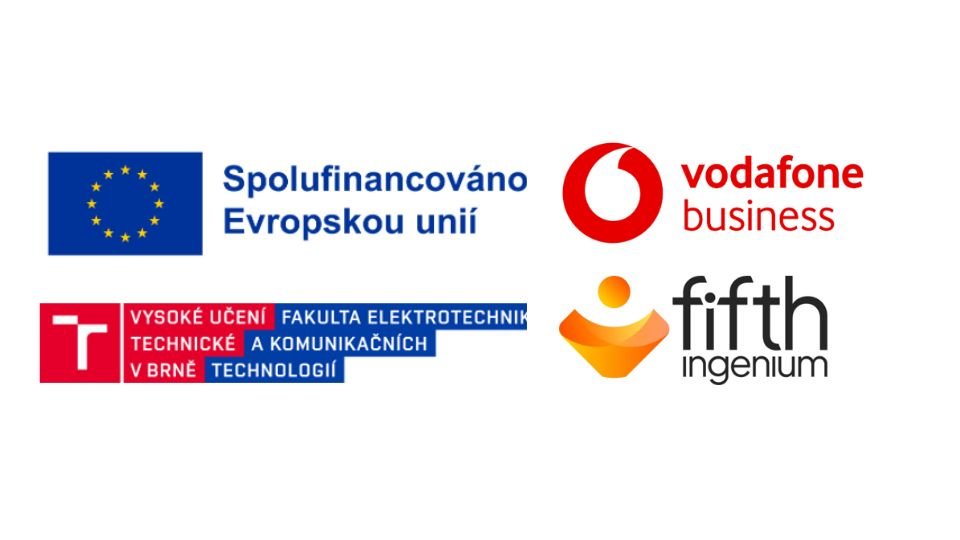 Logo EU, VUT, Vodafone Business a Fifth Ingenium
