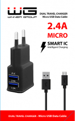 Síť. nabíječka USB(2,4A), dat. kabel microUSB, černá